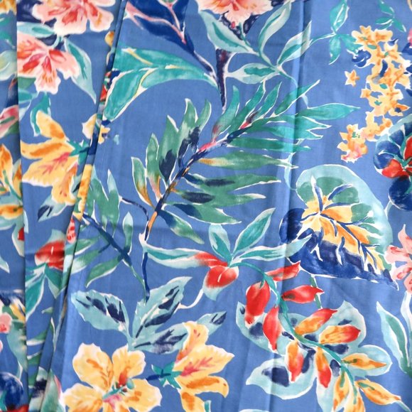 Pier 1 Import Fabric Shower Curtain Blue Tropical Floral New Discontinued - Picture 3 of 6